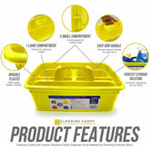 Yellow Plastic Caddy Cleaners Carry All Storage Tote Tray Basket for Bottles etc